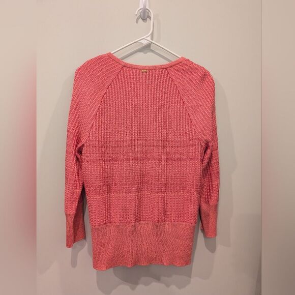 St. John Knits Medium Coral Twin Set Cardigan & Shell Top Luxury Designer Knit - Picture 3 of 7